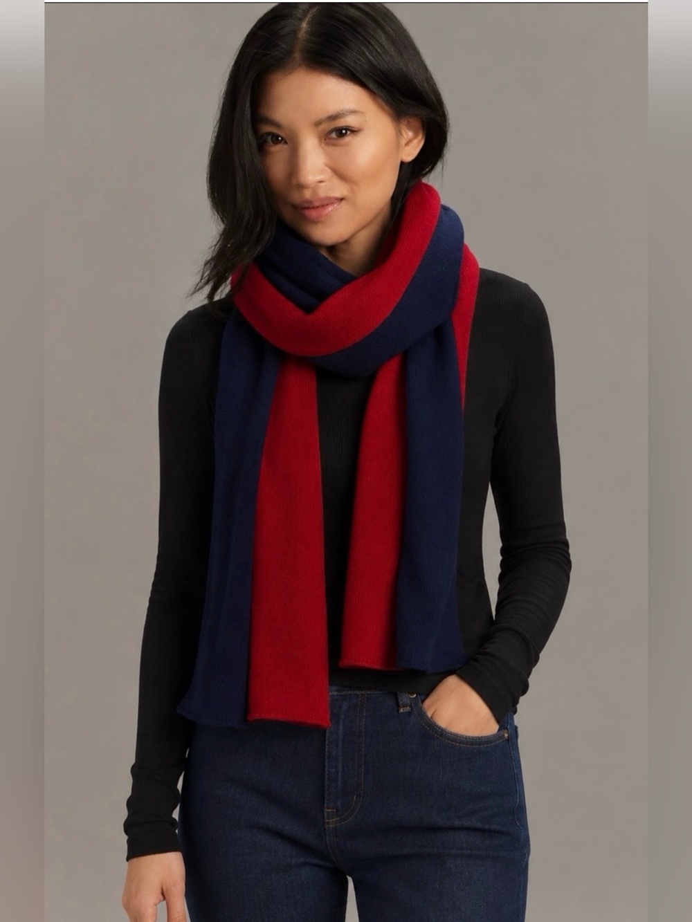 Not Shy 100% Cashmere Bright Colorful Red Blue Women’s Scarf NWOT